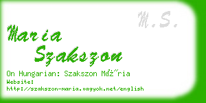 maria szakszon business card